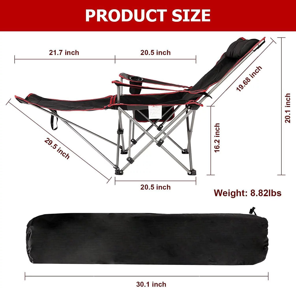 Black & Red Outdoor Camping Chair with Removable Footrest T961596