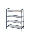 4-Tier Shelf Storage Unit with Wood Top Black C808