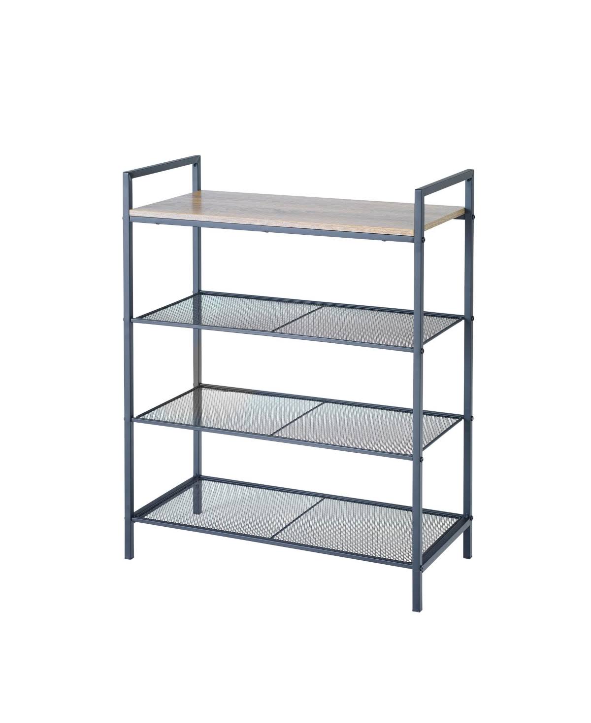 4-Tier Shelf Storage Unit with Wood Top Black C808