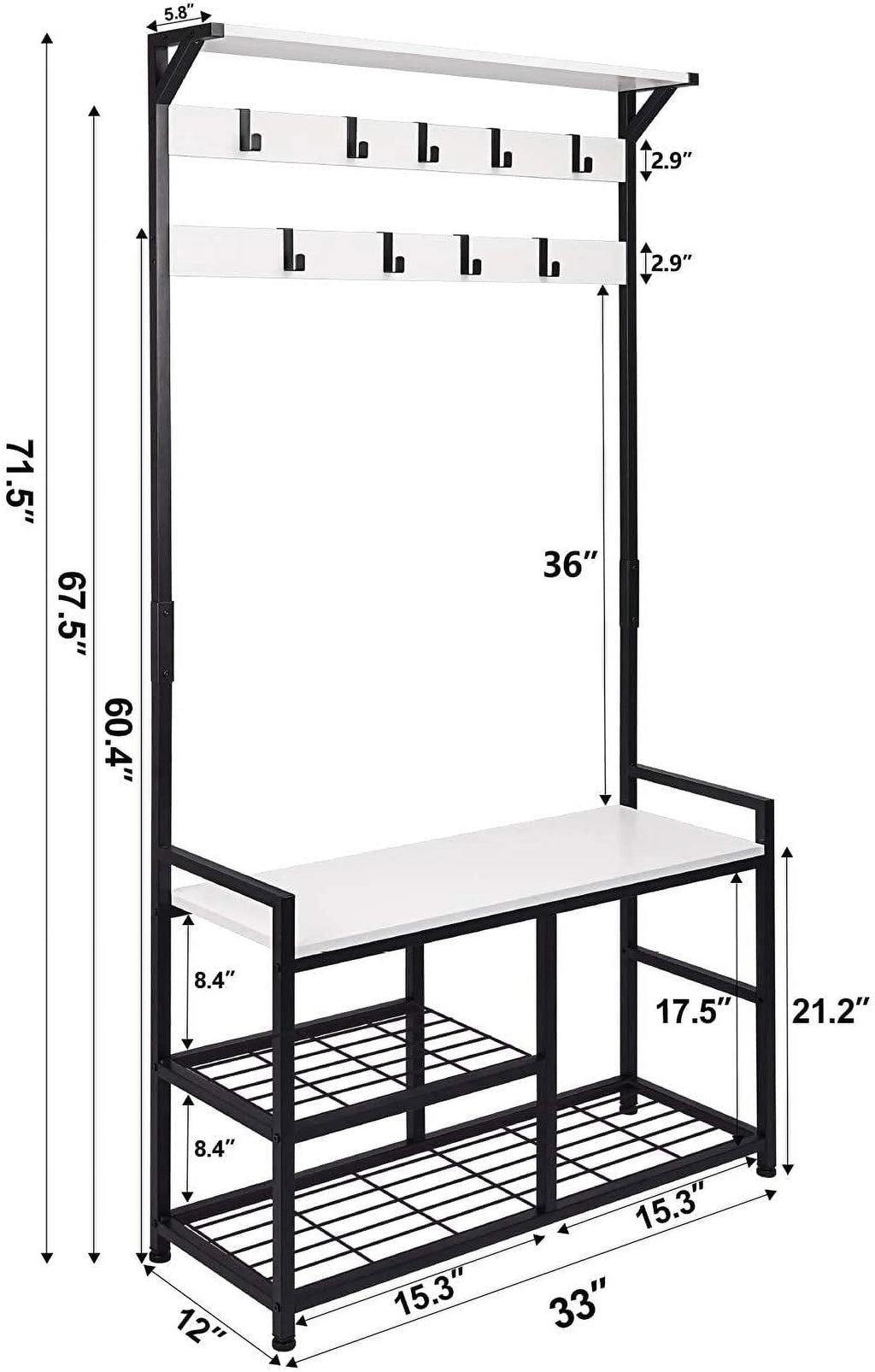 Coat Rack Shoe Bench with Metal Frame I4488
