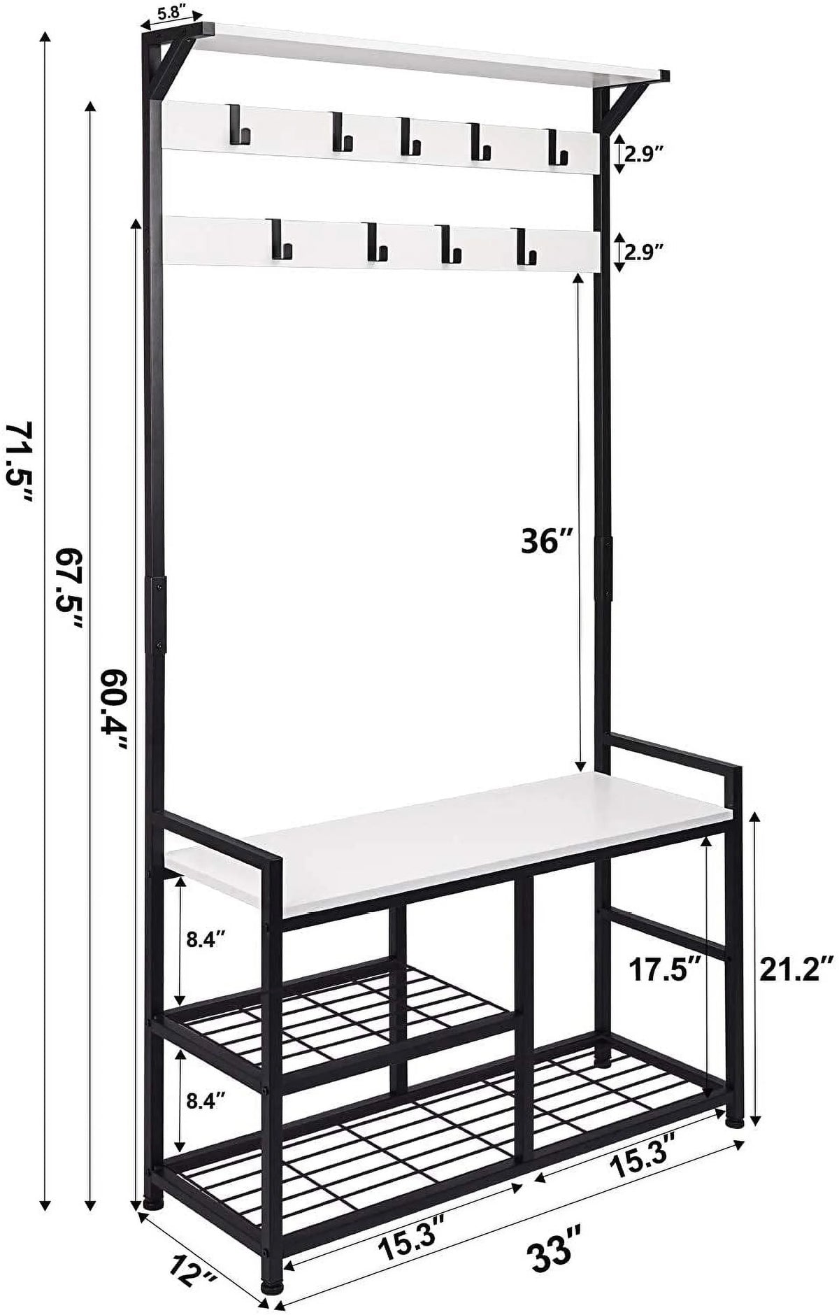 Coat Rack Shoe Bench with Metal Frame I4488