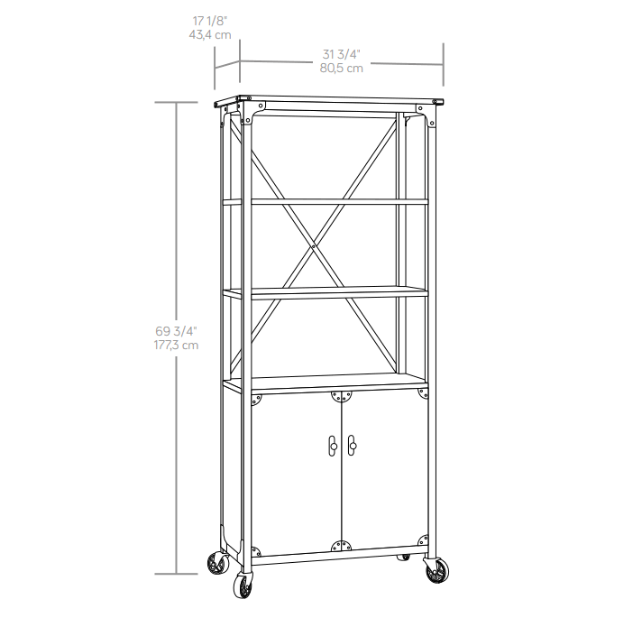 Rustic Bookcase with Doors D969