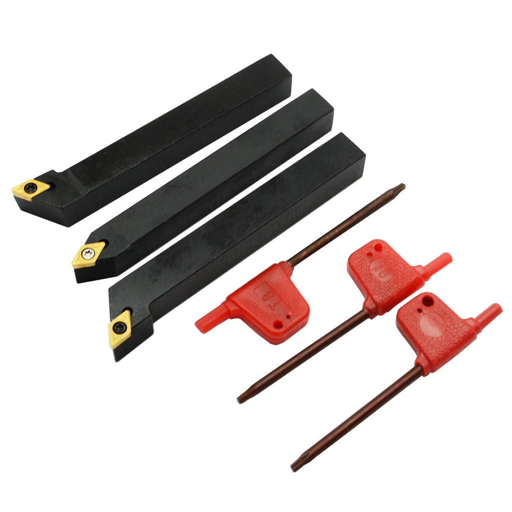 3PCS CNC Lathe Carbide Turning Tools Indexable Holder Set with 3PCS Carbide Turning Insert P664780