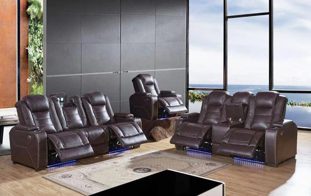 Brown Leather Power Reclining Sofa K526927