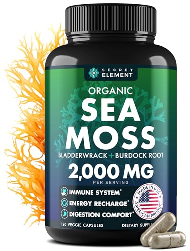 Sea Moss Capsules with Burdock Root, Bladderwrack & Muira Puama, 120 Pills K439
