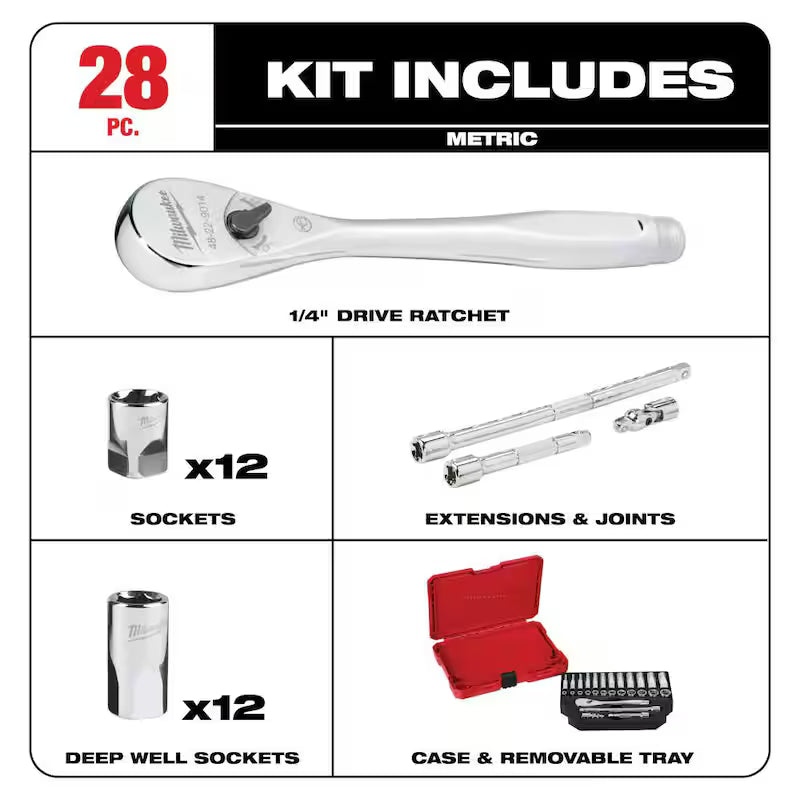 1/4 in. Drive SAE/Metric Ratchet and Socket Mechanics Tool Set (54-Piece) R998