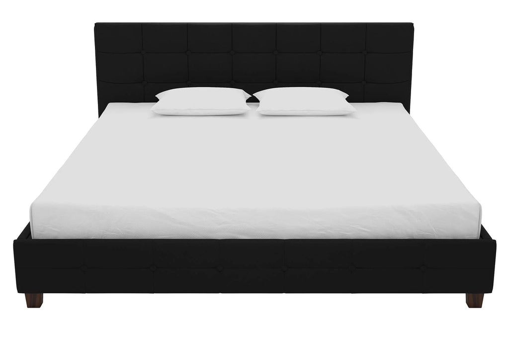 Black Linen King Upholstered Platform Bed Frame M28852