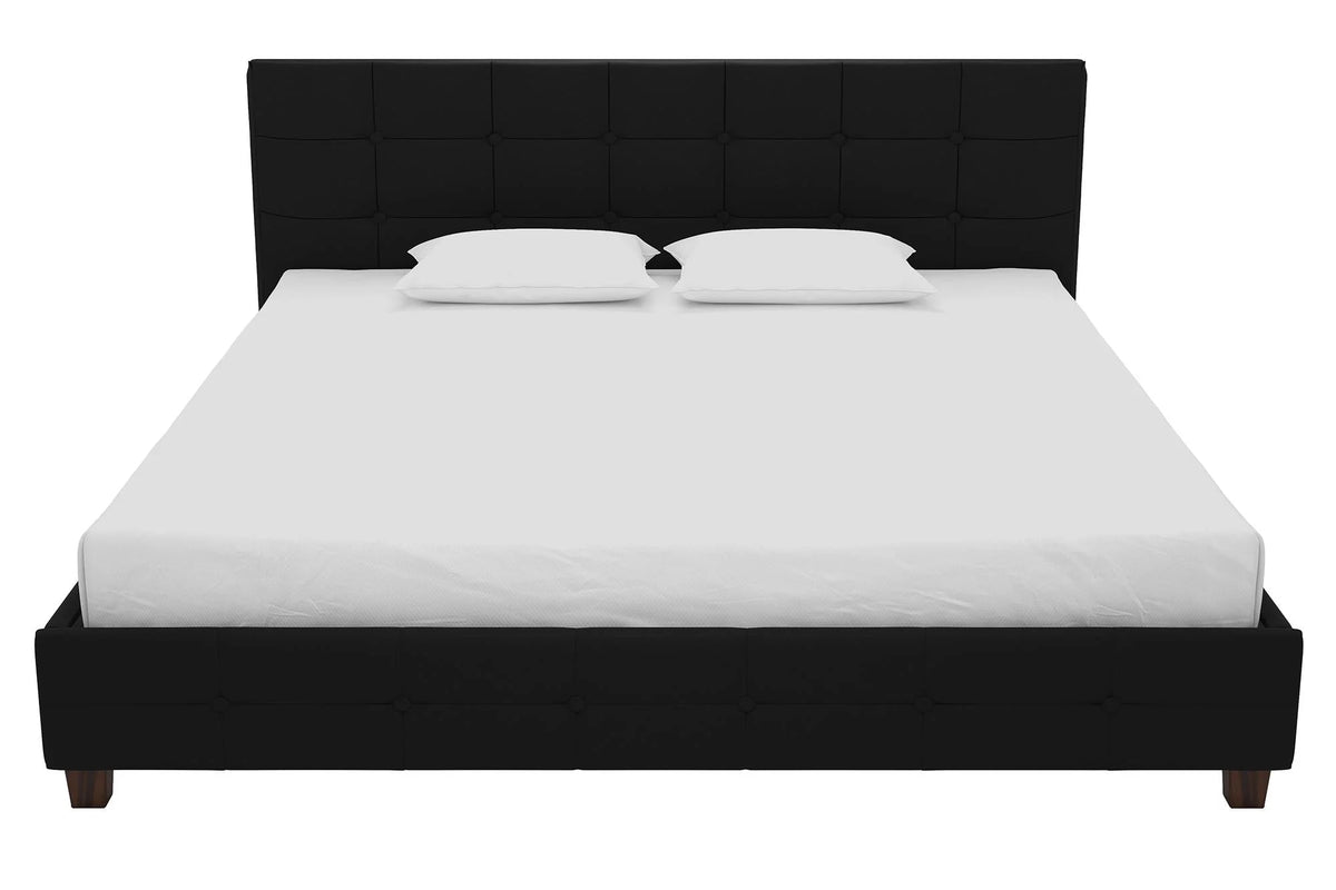 Black Linen King Upholstered Platform Bed Frame M28852