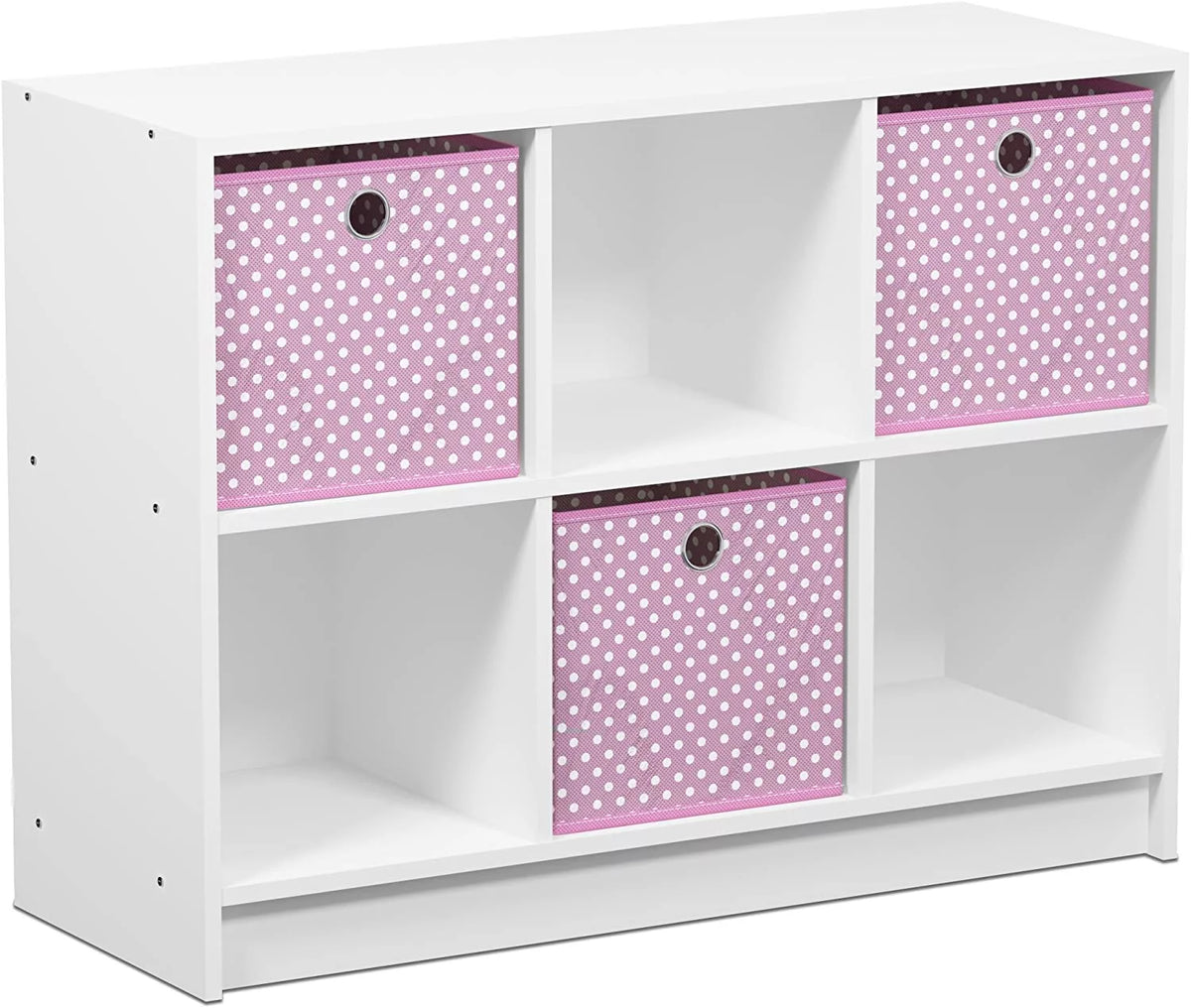6 Cube Storage Organizer Bookcase with Bins M5448