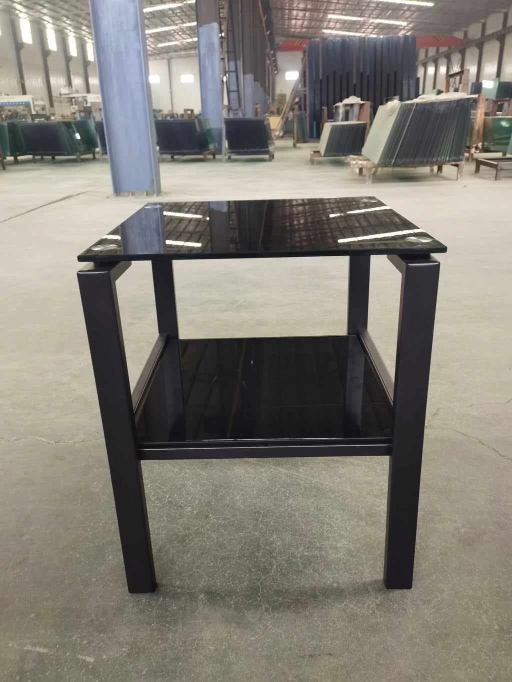 Black 2 Layer Glass End Table K4526