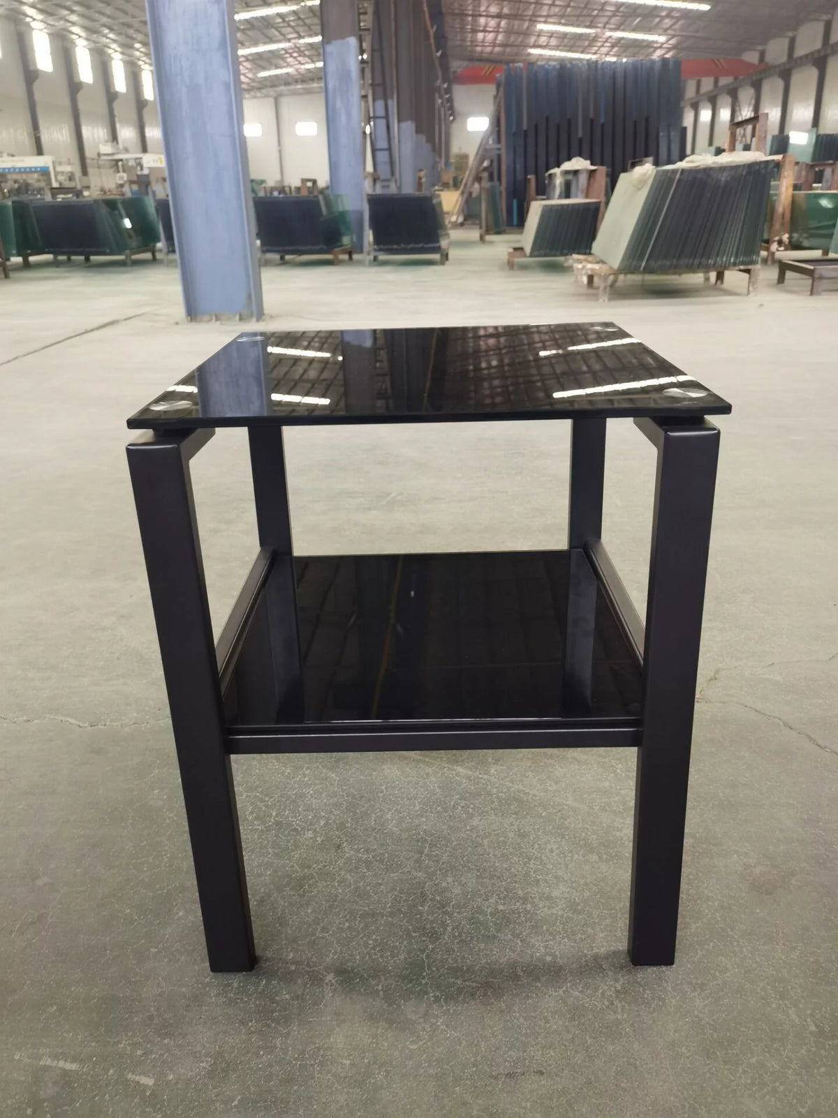 Black 2 Layer Glass End Table K4526