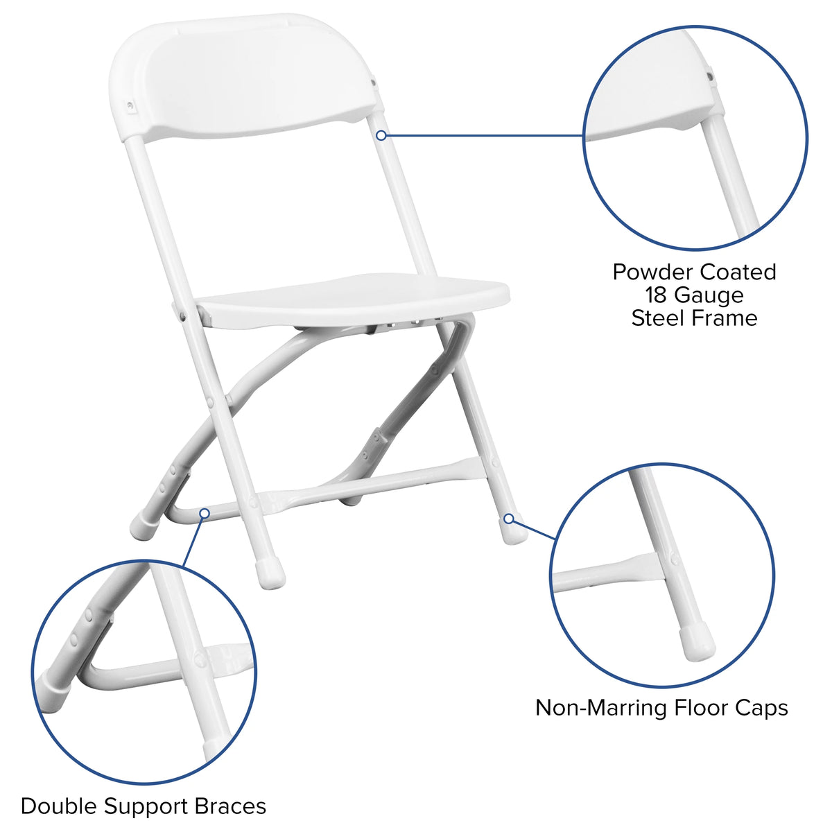 10 Pack Kids White Plastic Folding Chair V297