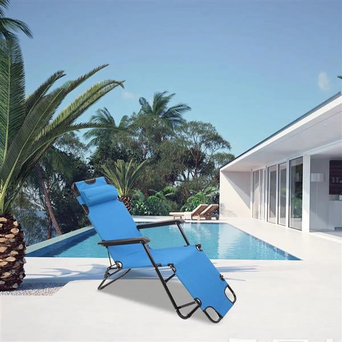 Blue Portable Folding Reclining Chair V385