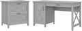 54W Reclaimed Pine Computer Desk with 2 Drawer File Cabinet S35918
