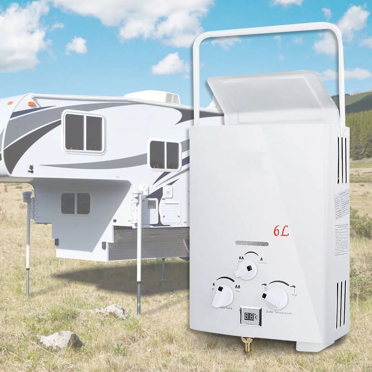 6L Portable Tankless Water Heater 1.6 GPM LPG with Digital Display U2218