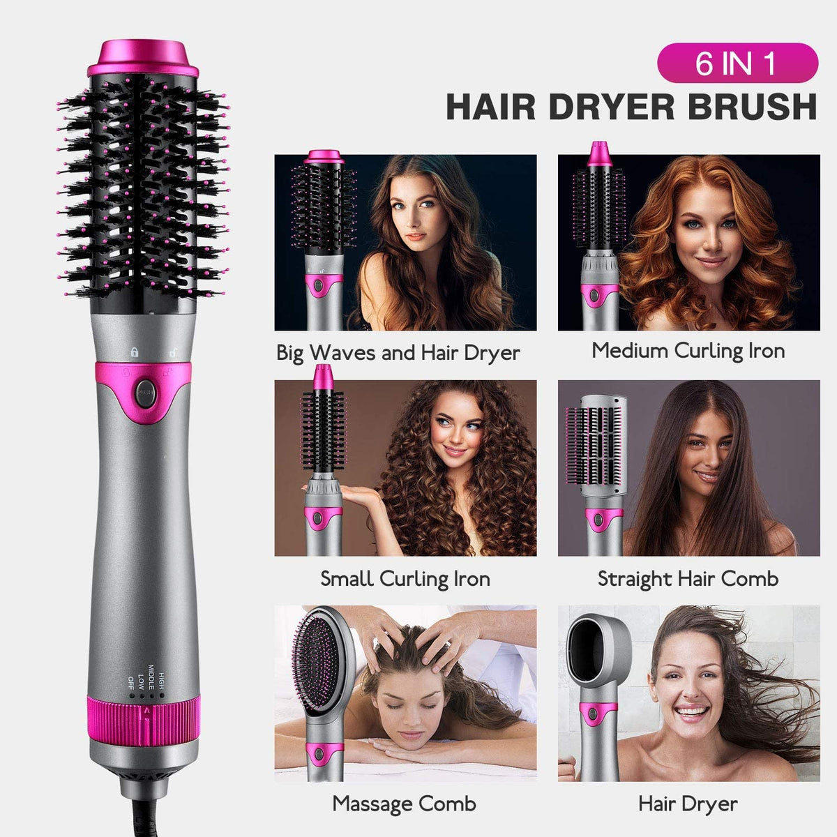 6 in 1 Detachable Hot Air Brush H563789