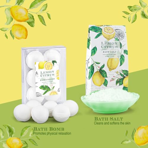 Bath Spa Gift Set with Body Lotion, Shower Gel, Bubble Bath, Body Scrub, Bath Salt, Bath Bomb T2465