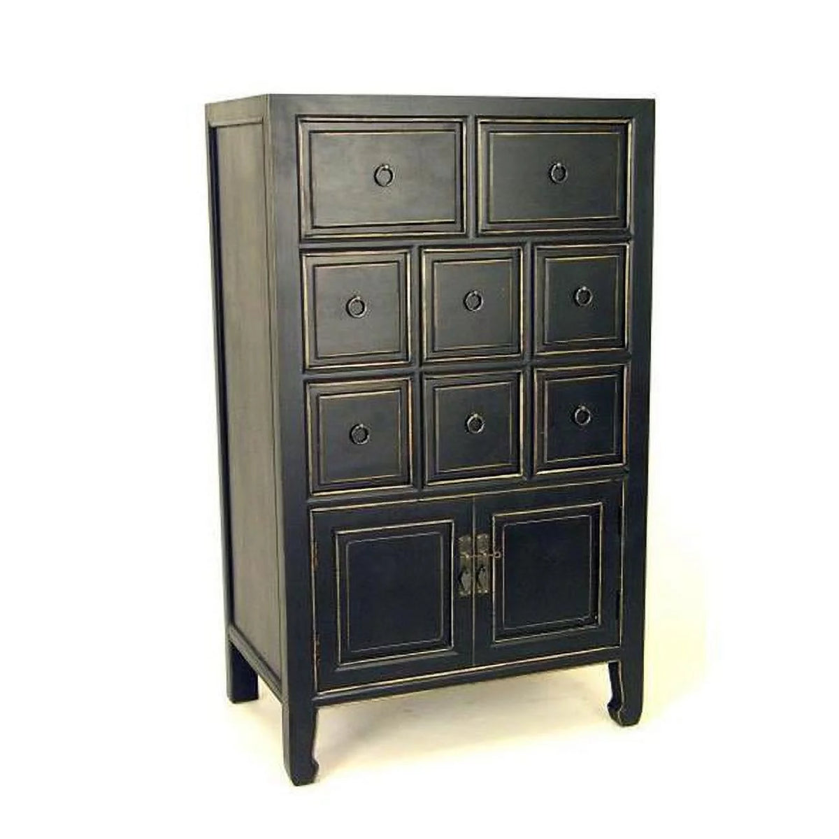 42'' H Antique Black Chest Dresser O7484