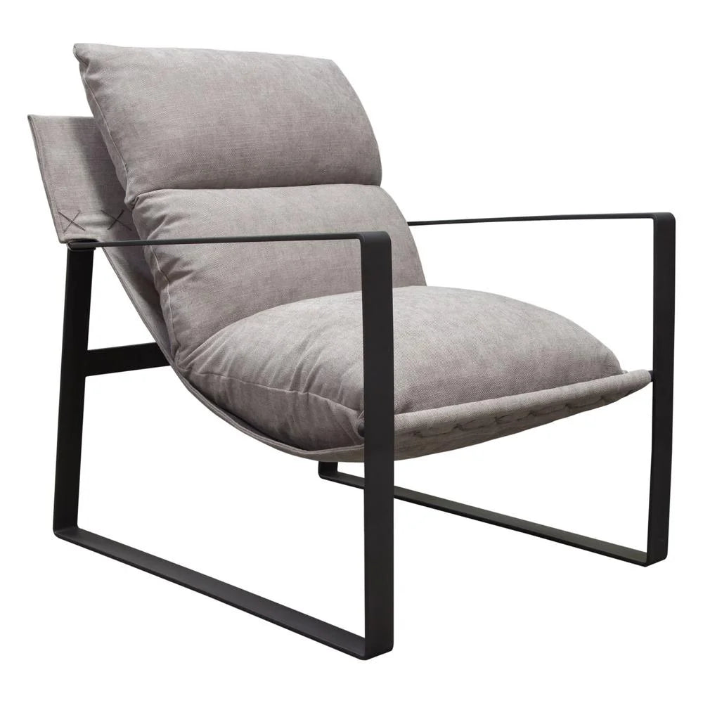 Grey Fabric Accent Chair with Black Metal Frame A424067