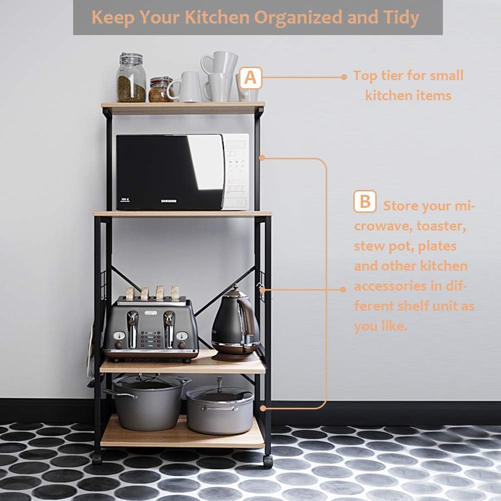 4 Tier Kitchen Bakers Rack with Storage Shelf X673316