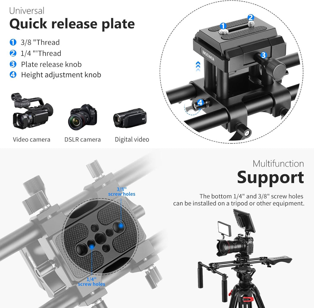 Aluminum Alloy Camera Shoulder Rig with 15mm Rod P61188