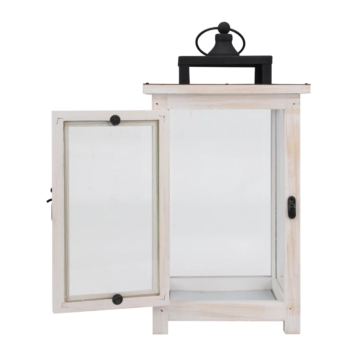 Large White Wood & Metal Decorative Lantern D40298