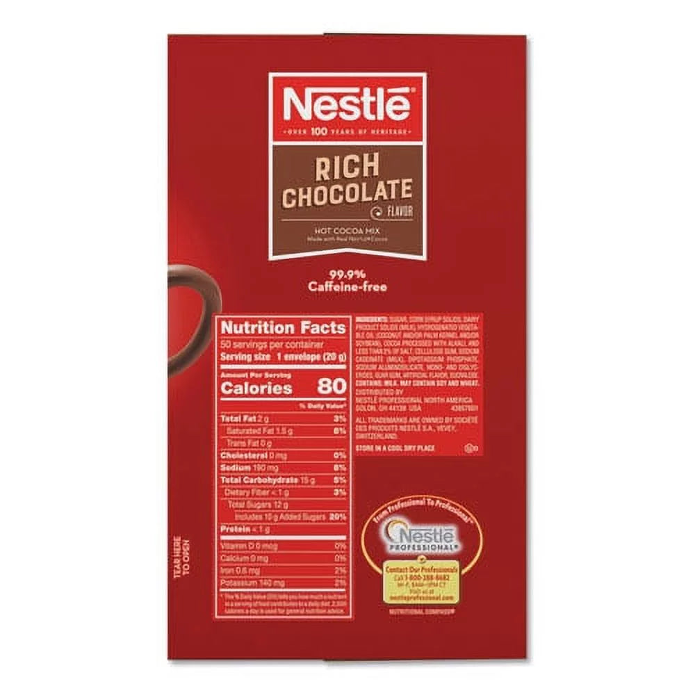 Hot Cocoa Mix, Rich Chocolate, .71oz, 50/box, Bundle of 2 Boxes E498824