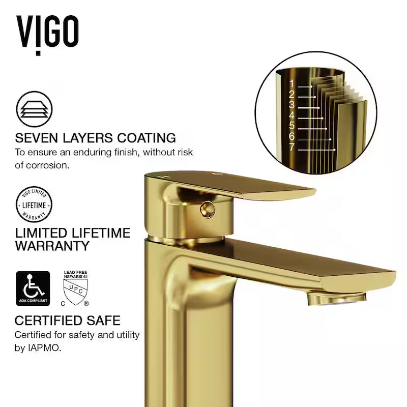 Single Handle Single-Hole Bathroom Faucet Matte Brushed Gold M132112