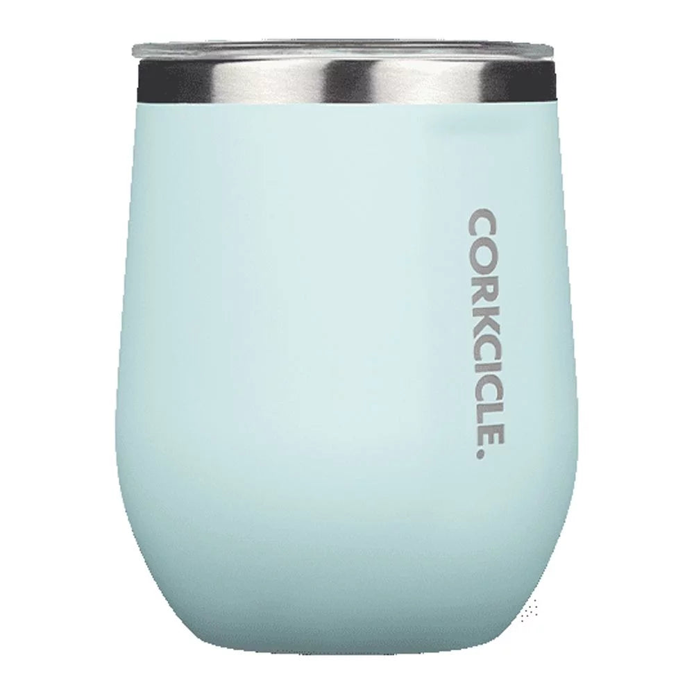Gloss Powder Blue 12 oz Stainless Steel Stemless Wine Glass B52914