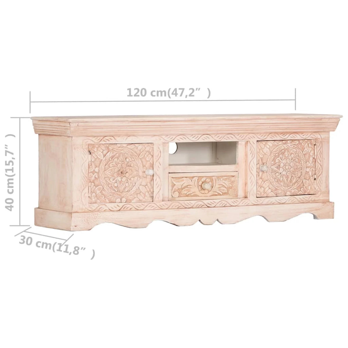 Mango Wood TV Cabinet with Storage Drawer and 2 Doors A4495