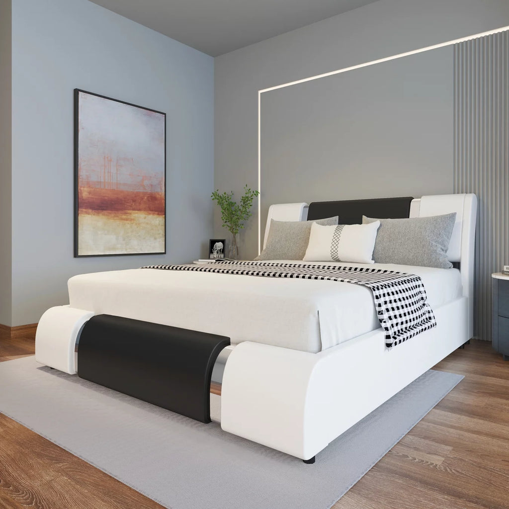 King Size Bed Frame with Adjustable Headboard X145642