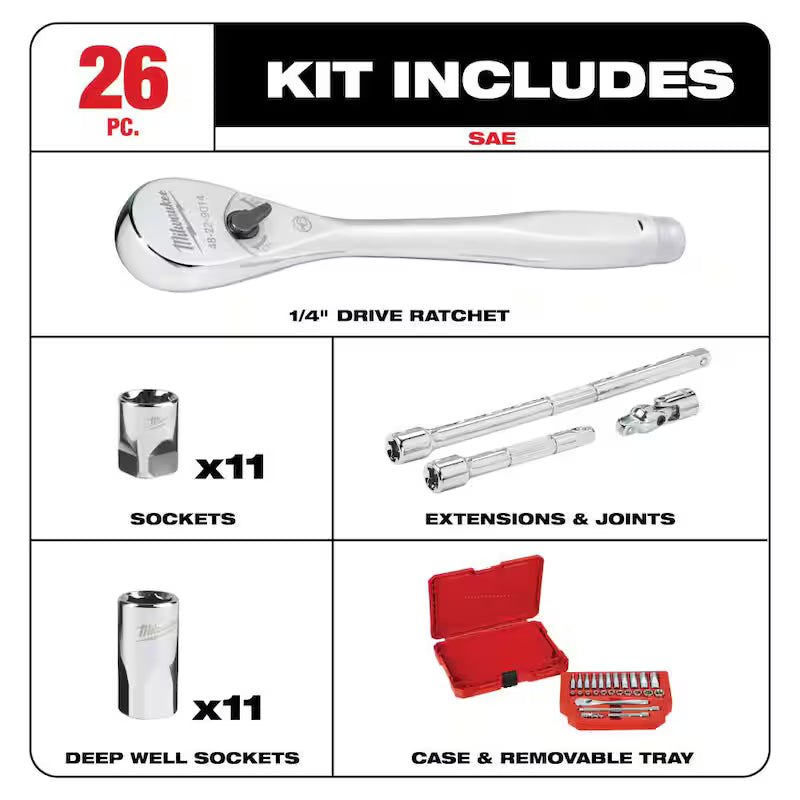 1/4 in. Drive SAE/Metric Ratchet and Socket Mechanics Tool Set (54-Piece) R998