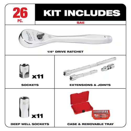 1/4 in. Drive SAE/Metric Ratchet and Socket Mechanics Tool Set (54-Piece) R998
