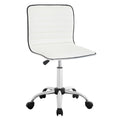 White Adjustable PU Leather Armless Chair with Wheels M809185
