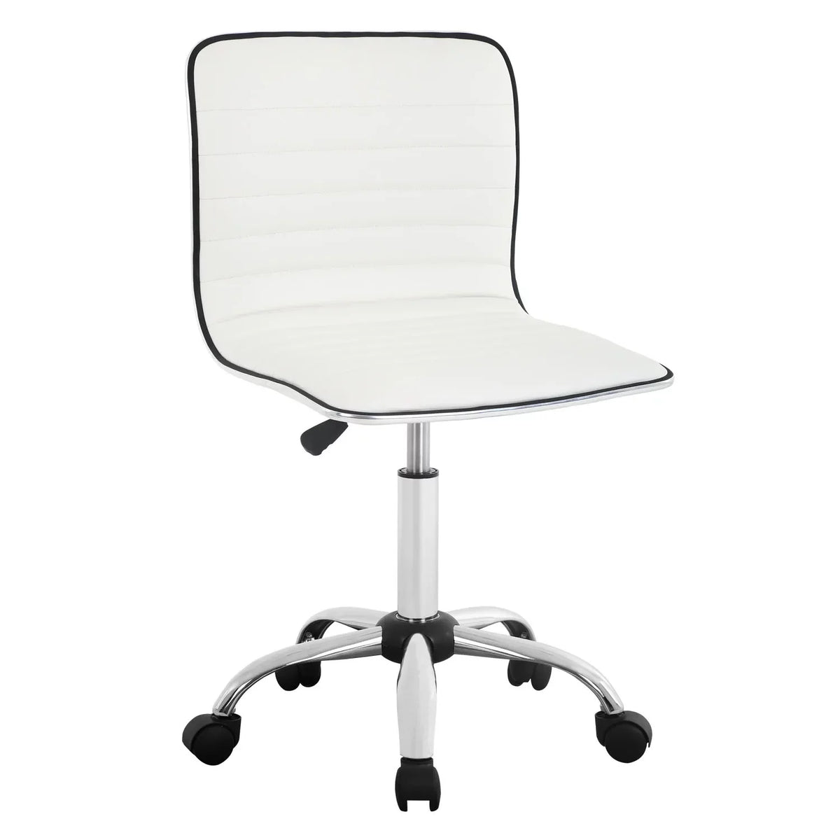 White Adjustable PU Leather Armless Chair with Wheels M809185