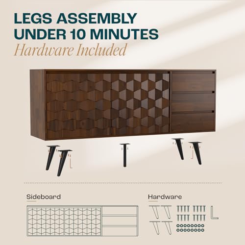 Solid Wood Sideboard with 2 Doors and 3 Drawers S76628