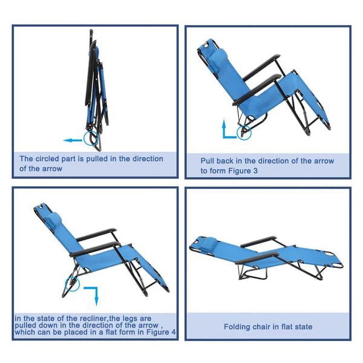 Blue Portable Folding Reclining Chair V385