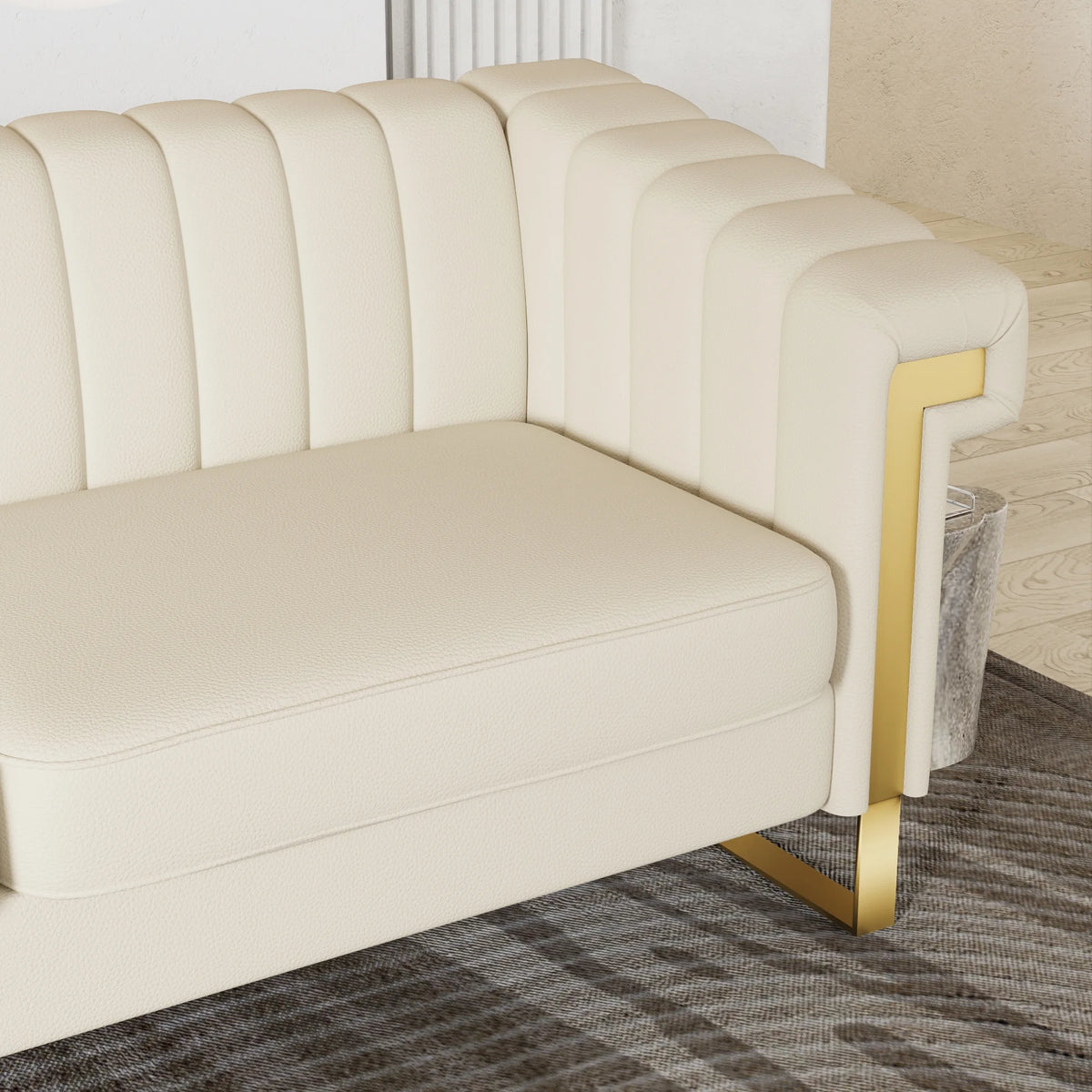 3 Seater Faux Leather Sofa with Removable Cushions R98010
