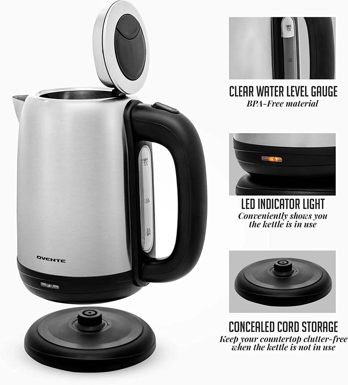 Electric Stainless Steel Kettle 1.7 Liter A395195