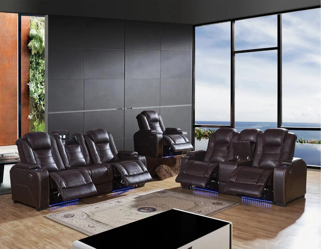Brown Leather Power Reclining Sofa K526927