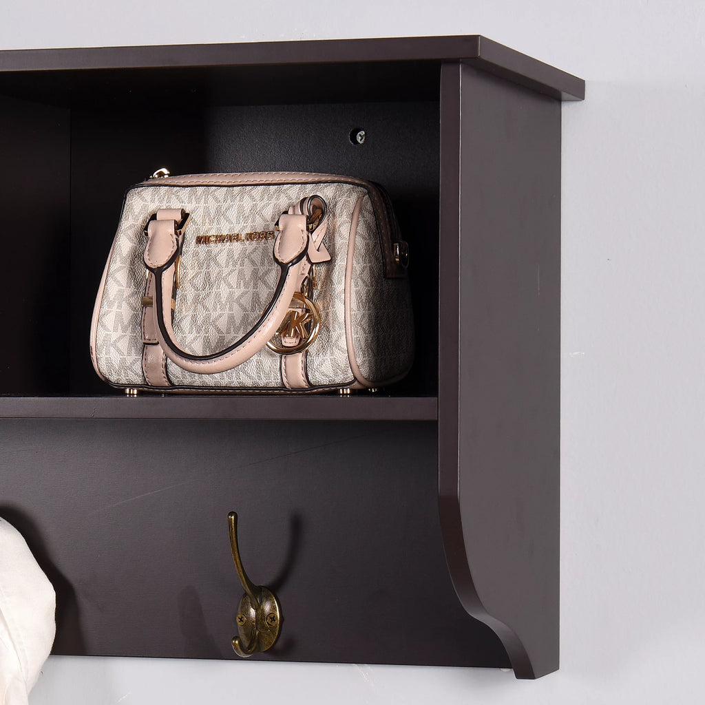White Wall Mounted Coat Rack with 4 Dual Hooks H973835