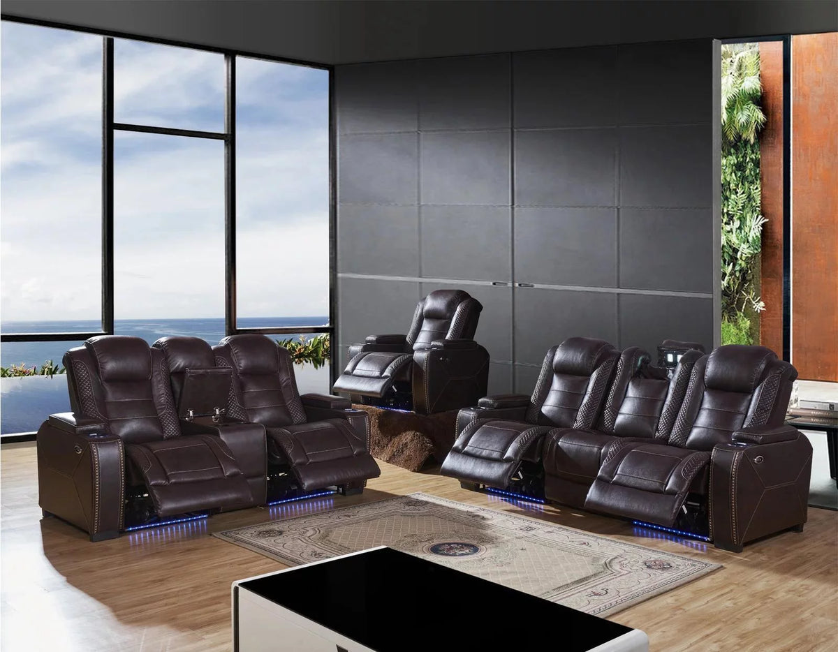 Brown Leather Power Reclining Sofa K526927
