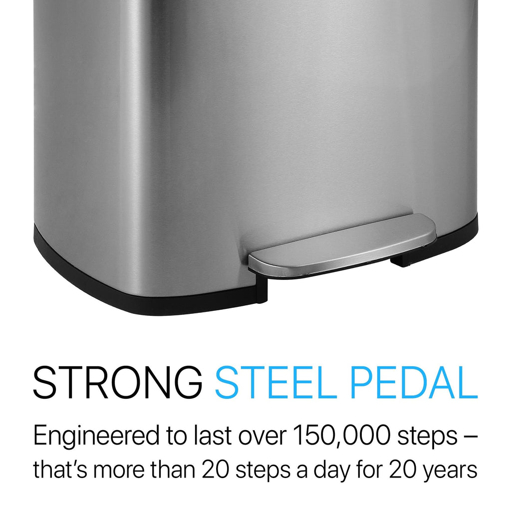 13-Gallon Stainless Steel Trash Can with Soft-Close Lid E7651
