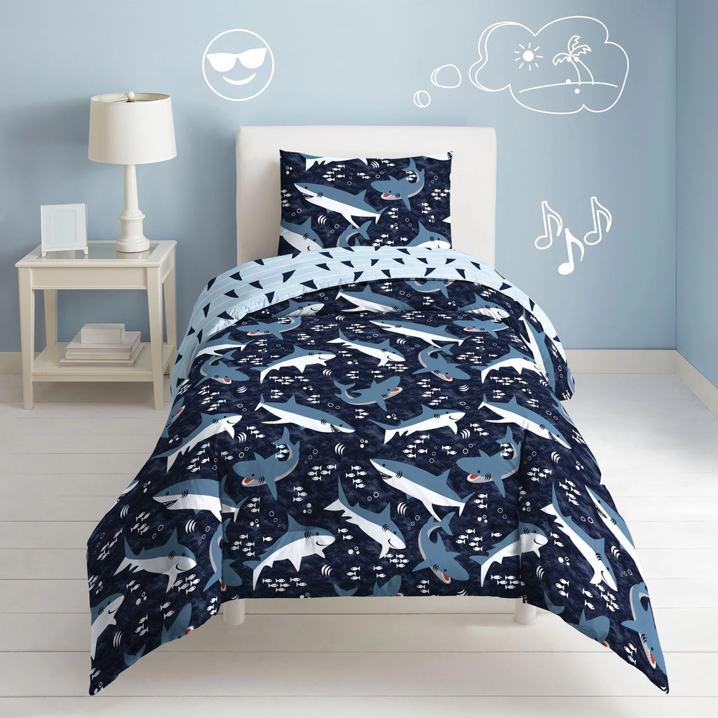 Navy Polyester Cotton Twin 2 Piece Comforter Set V1250