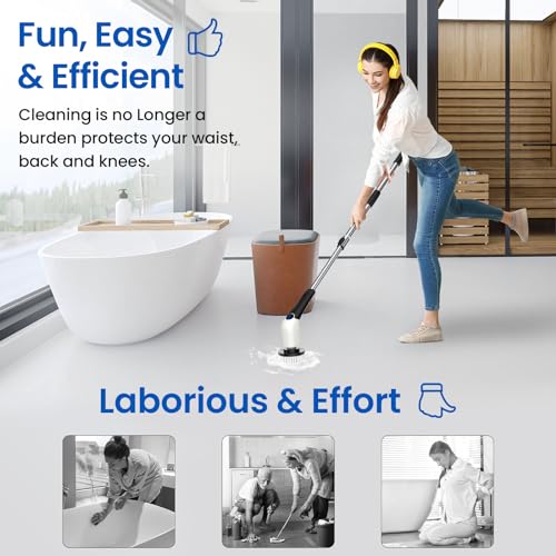 Cordless Electric Spin Scrubber with 8 Replaceable Brush Heads F770