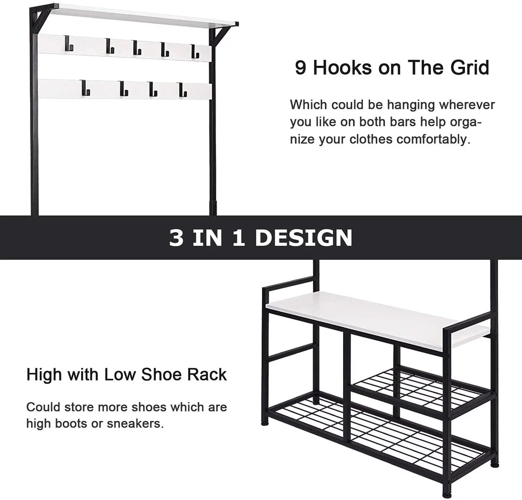Coat Rack Shoe Bench with Metal Frame I4488