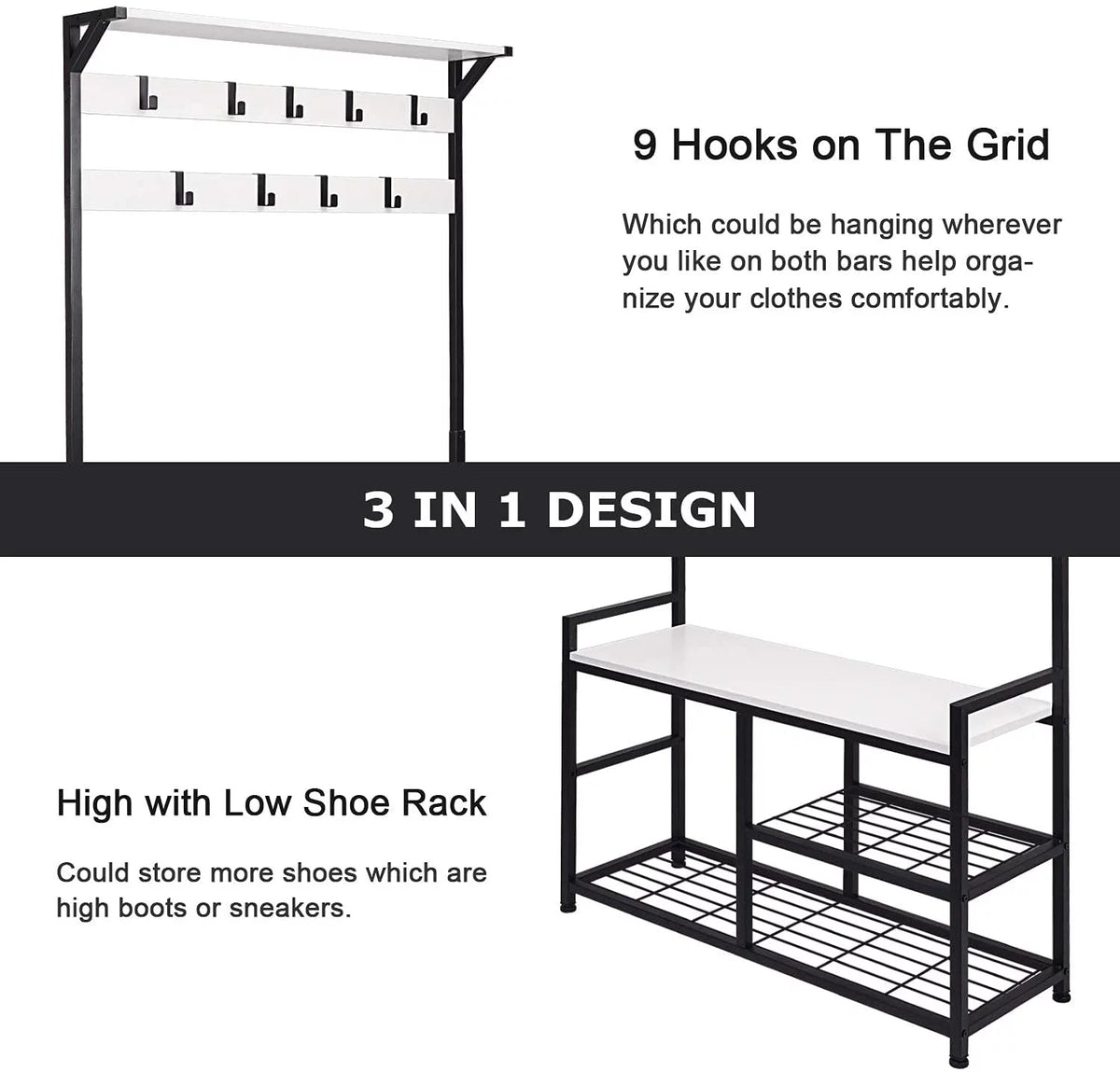 Coat Rack Shoe Bench with Metal Frame I4488