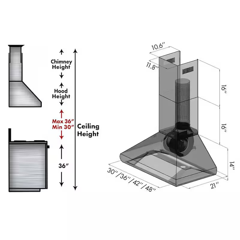 30 in. 500 CFM Convertible Wall Mount Range Hood in Stainless Steel R270