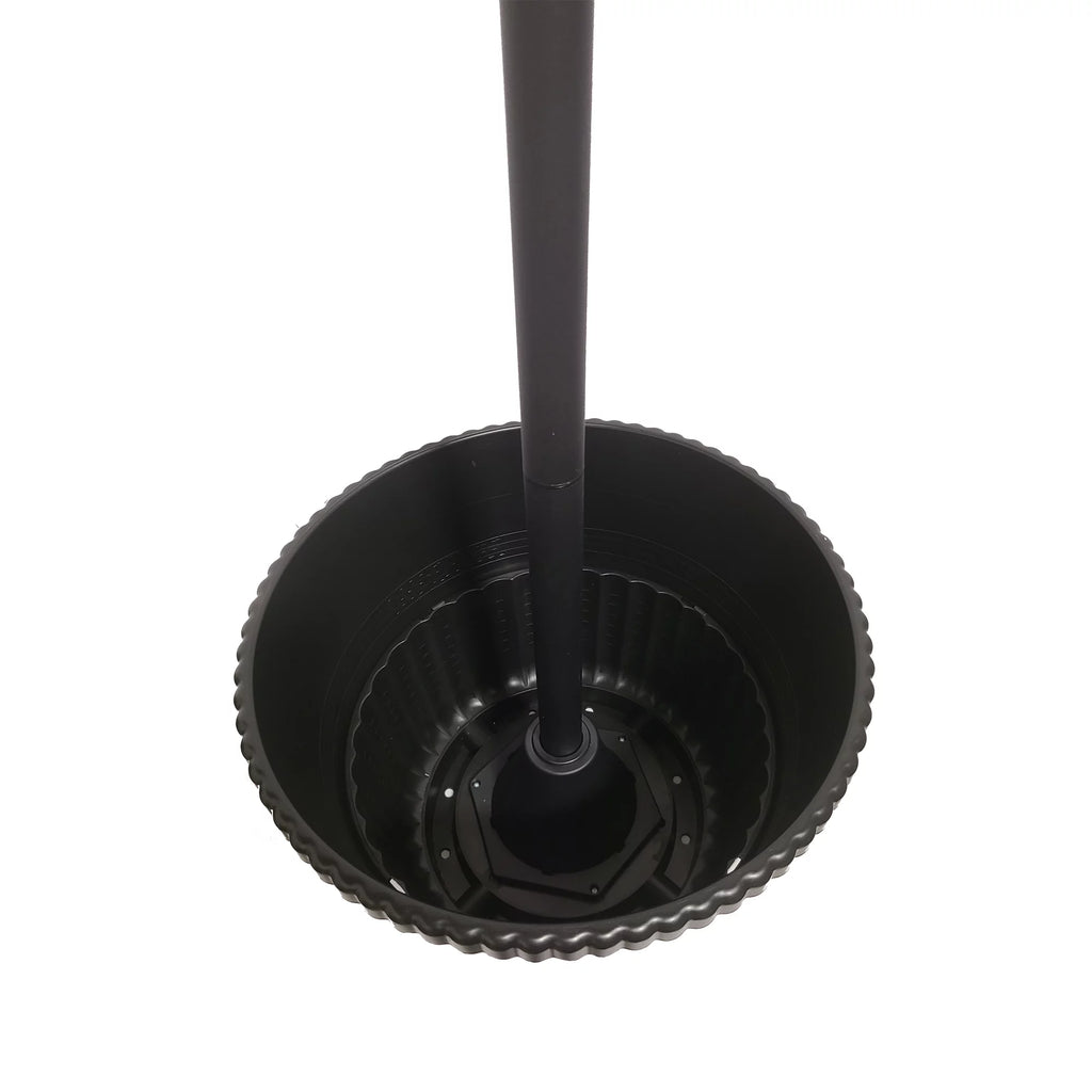 Black Triple Head Solar Lamp and Post Set with Round Planter Q7017