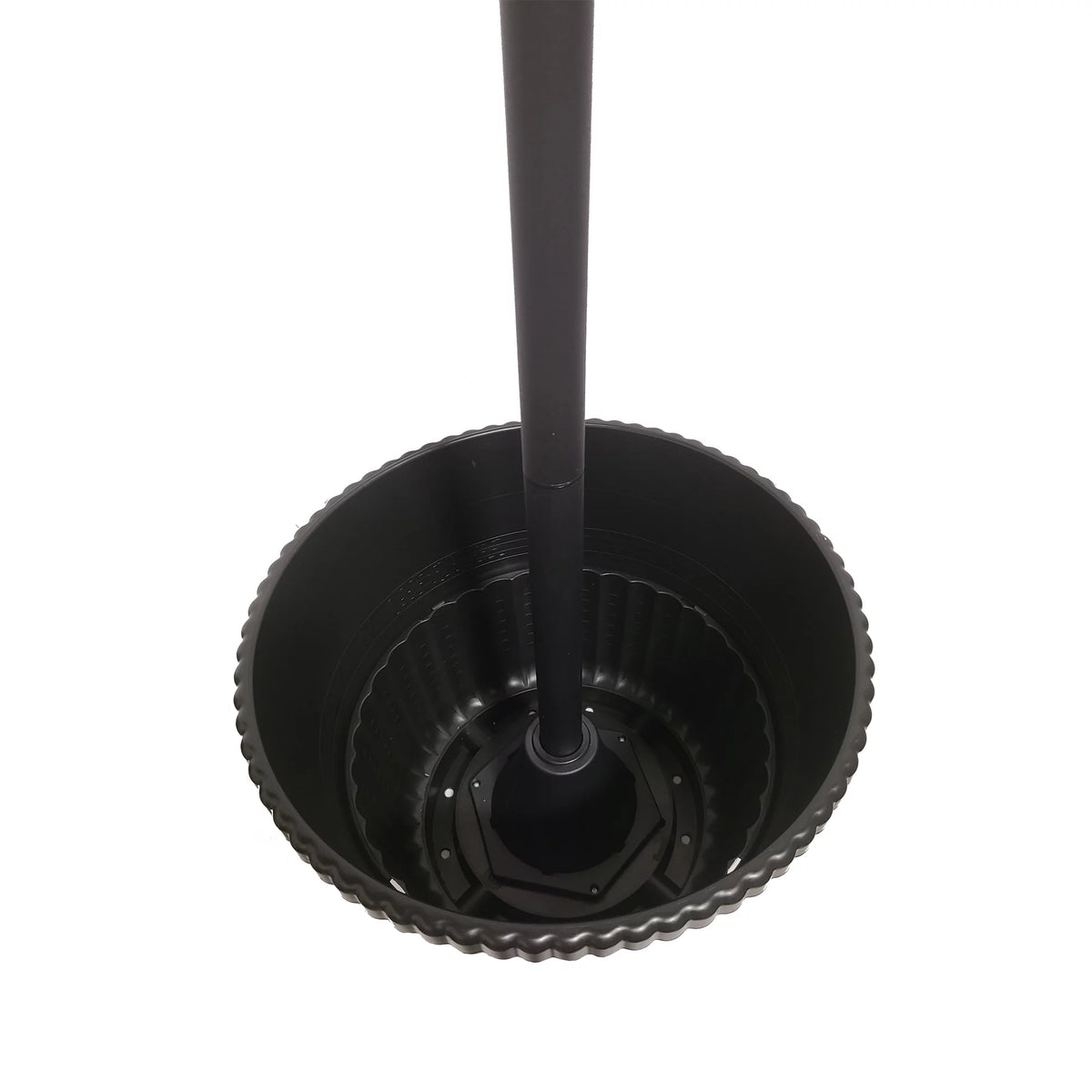 Black Triple Head Solar Lamp and Post Set with Round Planter Q7017